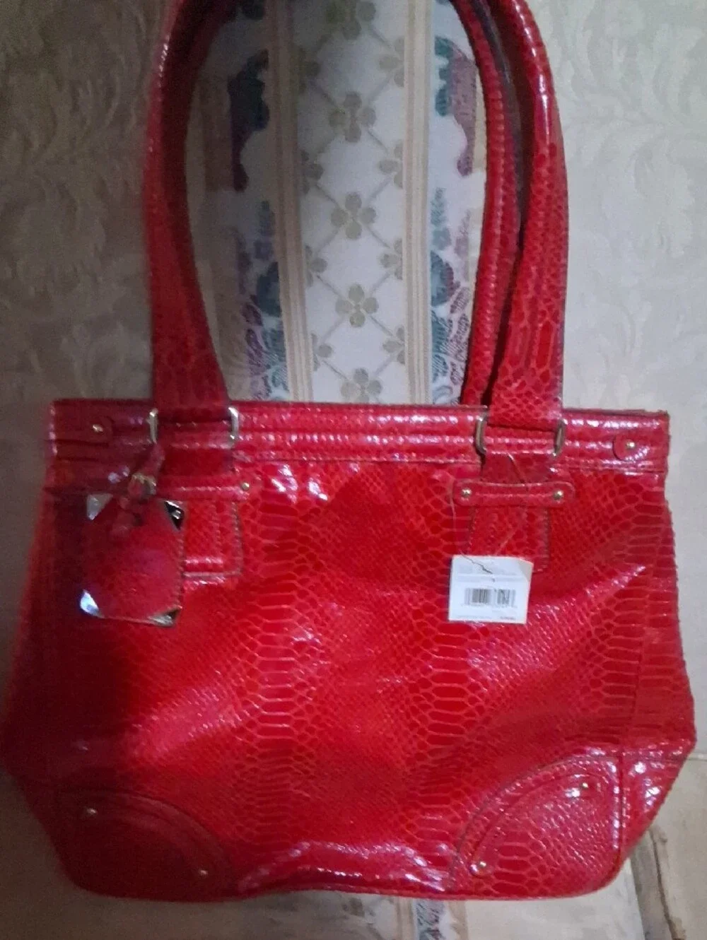 Liz Claiborne Red Textured Satchel